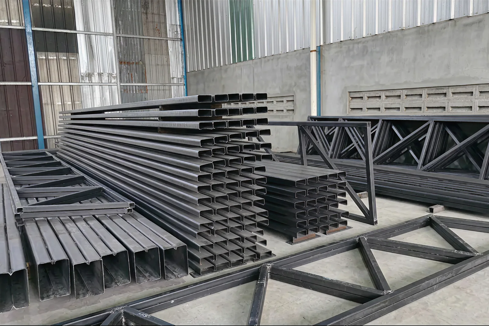 Hasil fabrikasi profil baja di workshop PT Sumber Karya Baja Utama